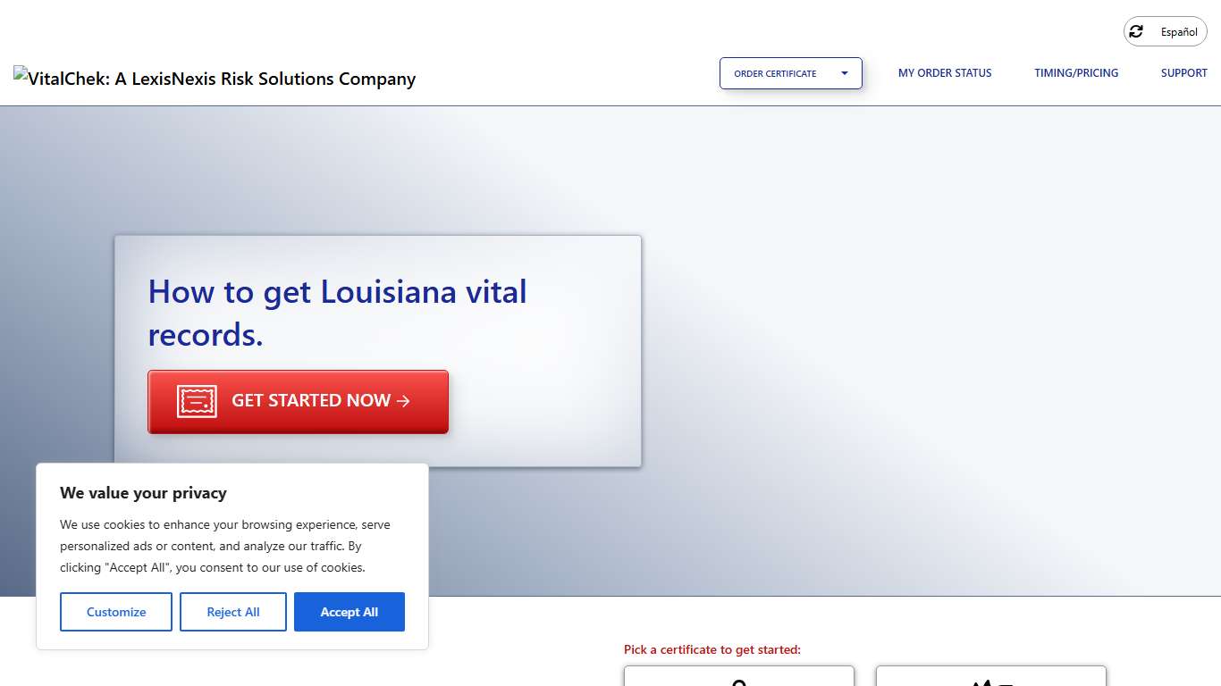 Louisiana (LA) Vital Records State Certificates - VitalChek